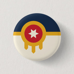 Flag of Tulsa city, Oklahoma State Button