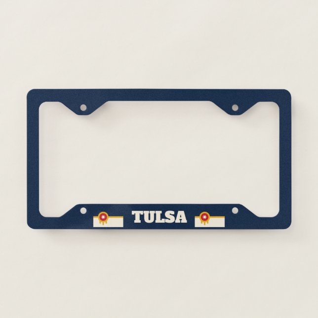 Flag of Tulsa city, Oklahoma State License Plate Frame (Front)
