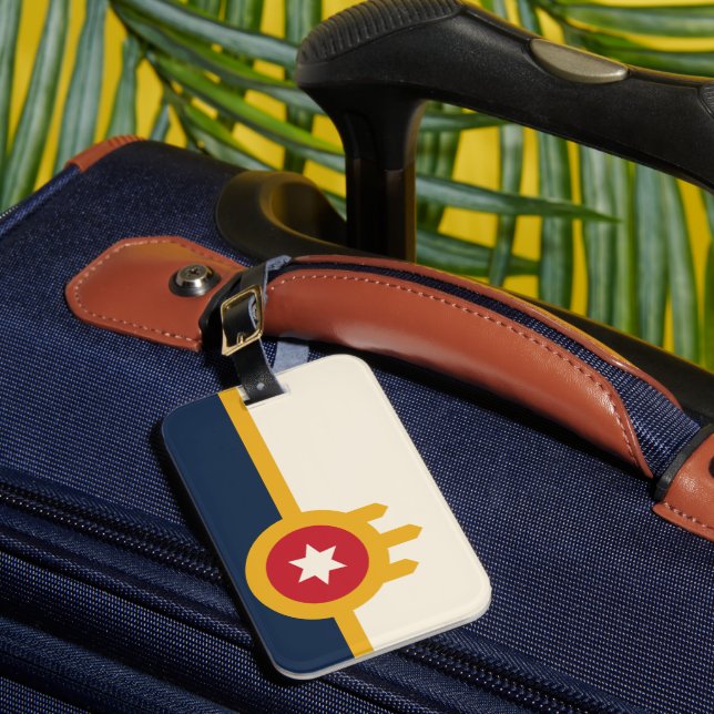 Flag of Tulsa city, Oklahoma State Luggage Tag (Front Insitu 1)