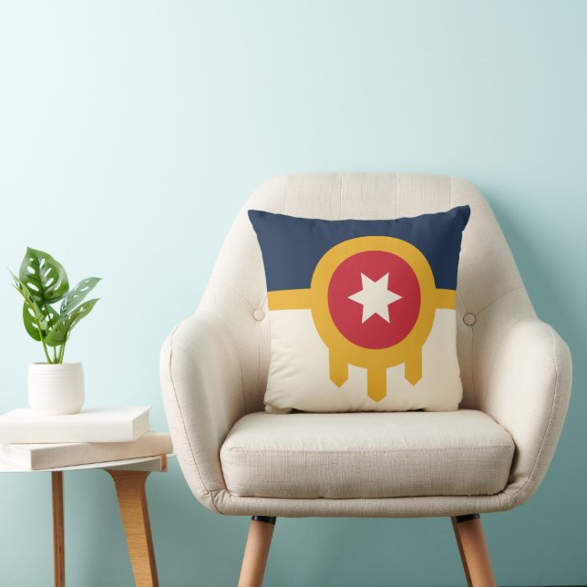 Flag of Tulsa city, Oklahoma State Throw Pillow (Chair)