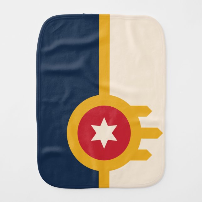 Flag of Tulsa, Oklahoma Baby Burp Cloth (Front)
