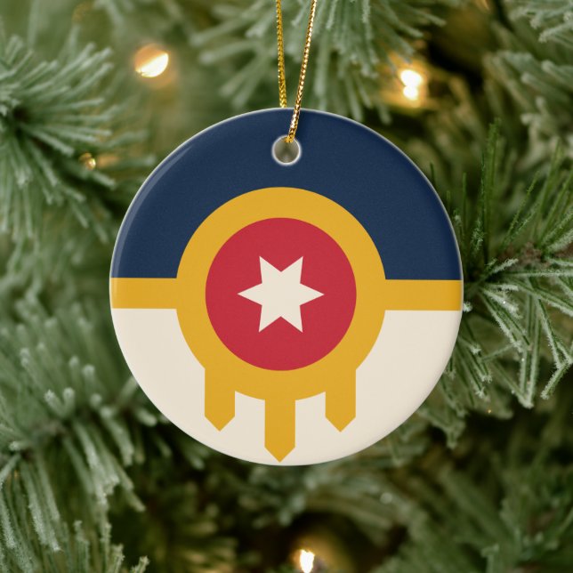 Flag of Tulsa (Oklahoma) Ceramic Ornament (Tree)