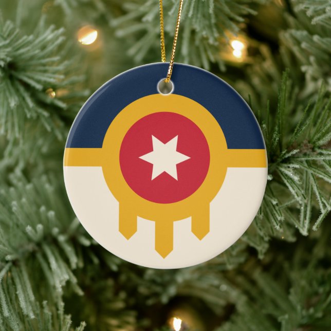 Flag of Tulsa, Oklahoma Ceramic Ornament (Tree)