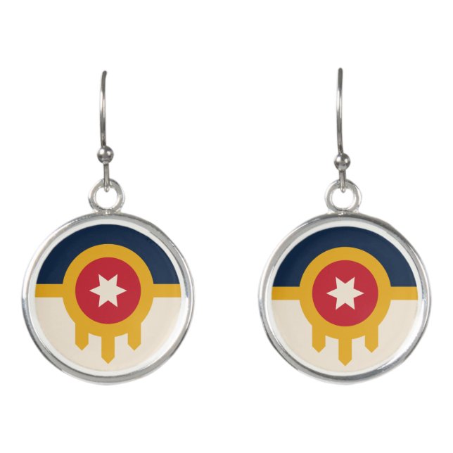 Flag of Tulsa, Oklahoma Earrings (Front)