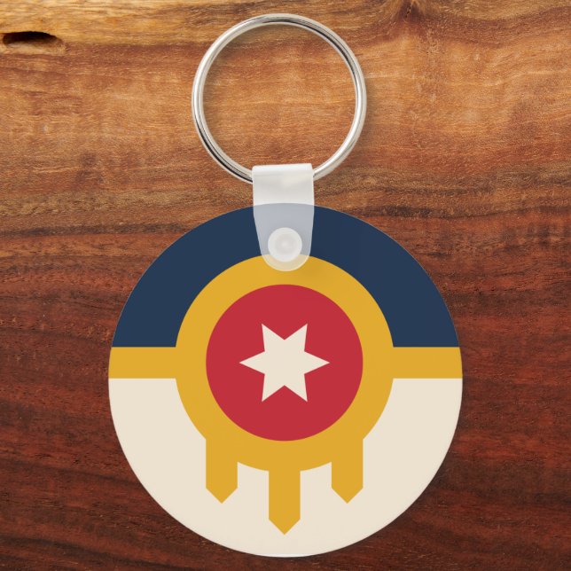 Flag of Tulsa, Oklahoma Keychain (Back)