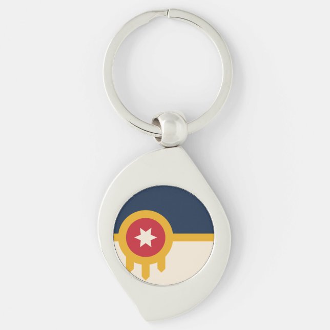 Flag of Tulsa, Oklahoma Keychain (Front)