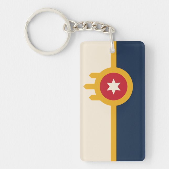 Flag of Tulsa, Oklahoma Keychain (Front)