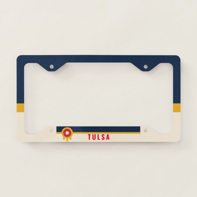 Flag of Tulsa, Oklahoma License Plate Frame (Front)