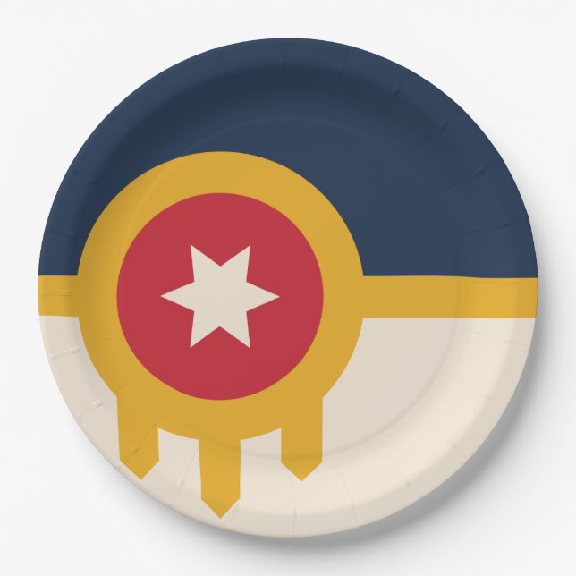 Flag of Tulsa, Oklahoma Paper Plates (Front)