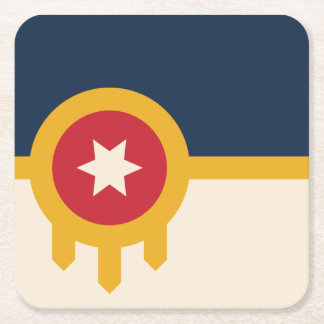 Flag of Tulsa, Oklahoma Square Paper Coaster