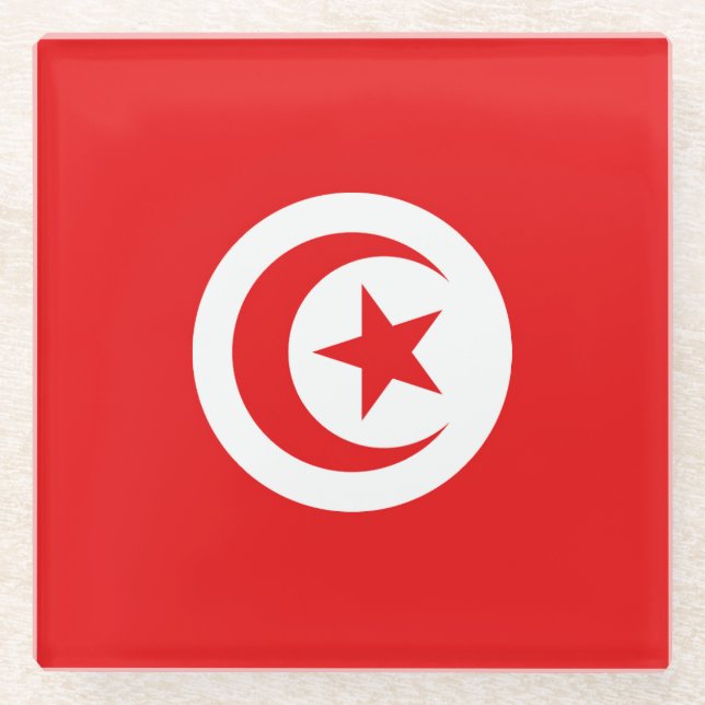 Flag of Tunisia Glass Coaster (Front)
