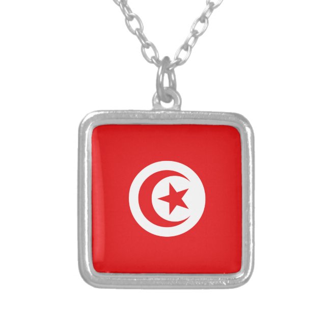 Flag of Tunisia Silver Plated Necklace (Front)