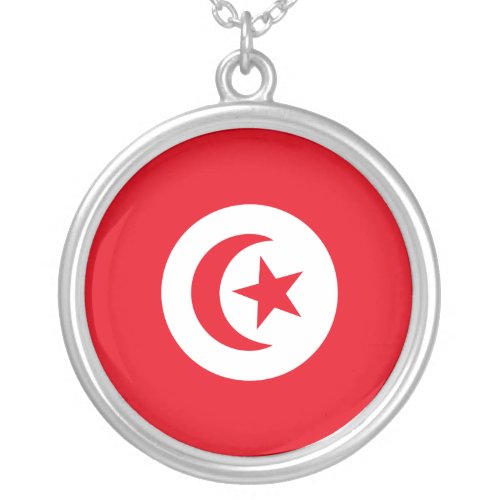 Flag of Tunisia Silver Plated Necklace