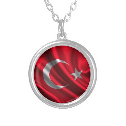 Flag of Turkey Turkish Flag Silver Plated Necklace