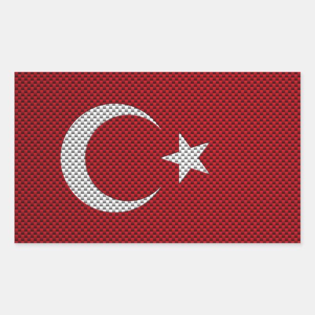Flag of Turkey with Carbon Fiber Effect Rectangular Sticker (Front)