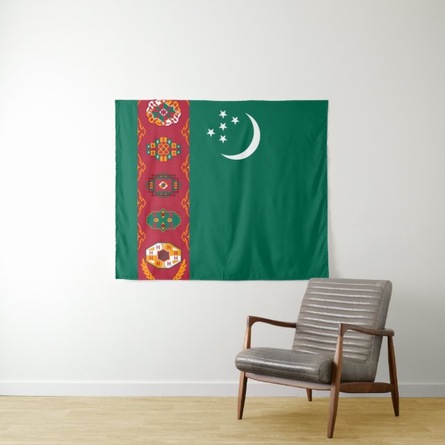Flag of Turkmenistan Tapestry (In Situ (Horizontal))