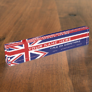 Flag of UK United Kingdom Great Britain Desk Name Plate