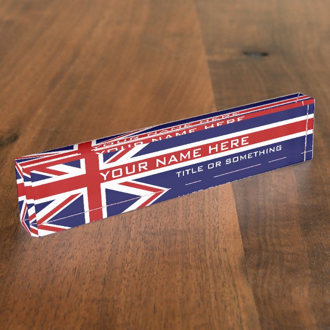 Flag of UK United Kingdom Great Britain Desk Name Plate (Side)