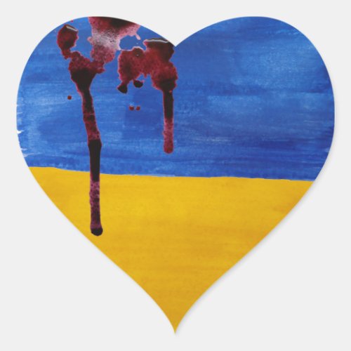 Flag of Ukraine bleeding Heart Stickers
