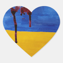Flag of Ukraine bleeding Heart Stickers