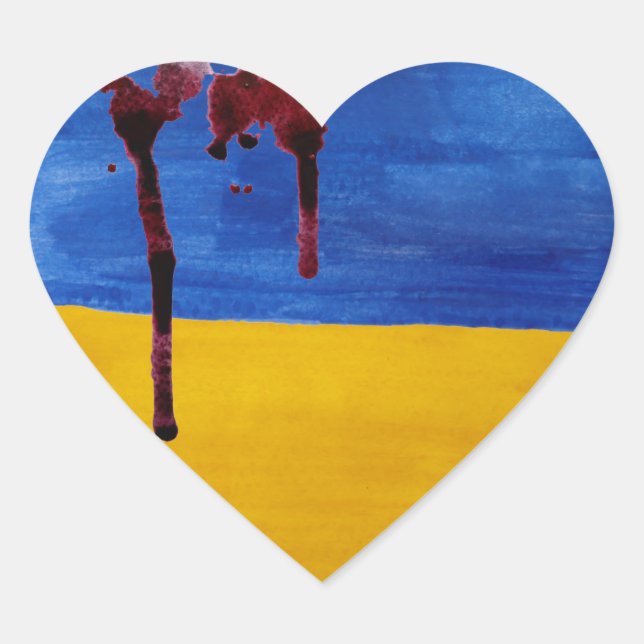 Flag of Ukraine bleeding Heart Stickers (Front)