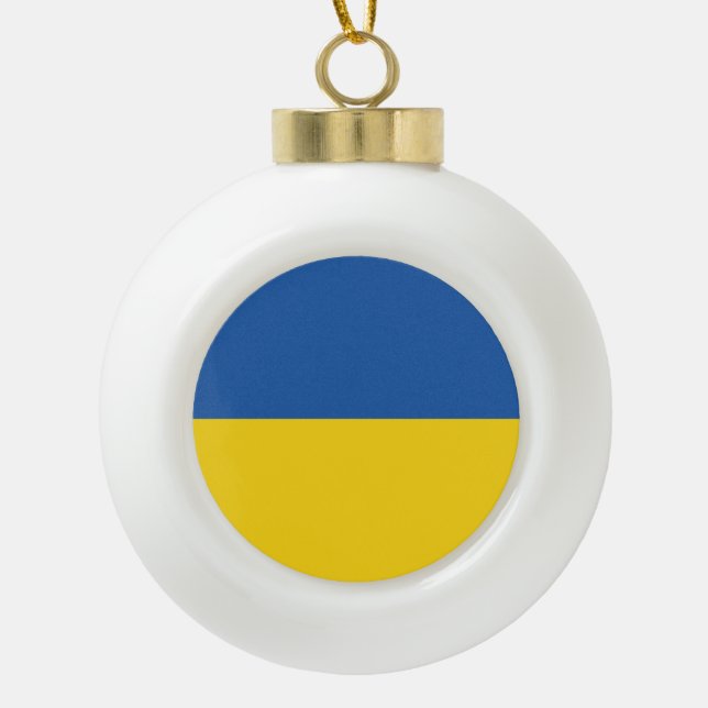 Flag of Ukraine Button Ceramic Ball Christmas Ornament (Front)