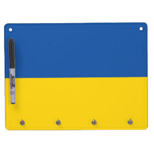 Flag of Ukraine Button Dry Erase Board With Keychain Holder