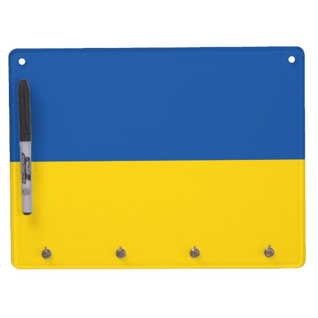 Flag of Ukraine Button Dry Erase Board With Keychain Holder (Front)