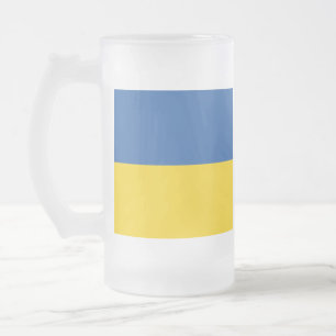 Flag of Ukraine Button Frosted Glass Beer Mug