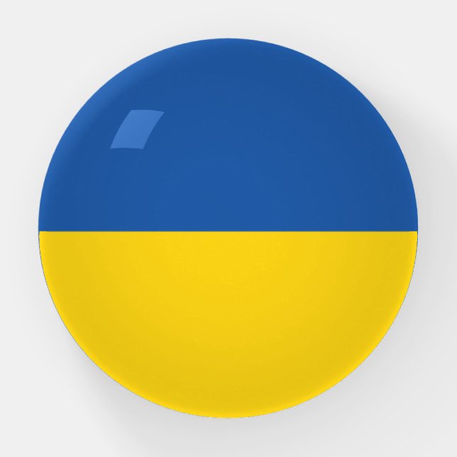 Flag of Ukraine Button Paperweight (Front)