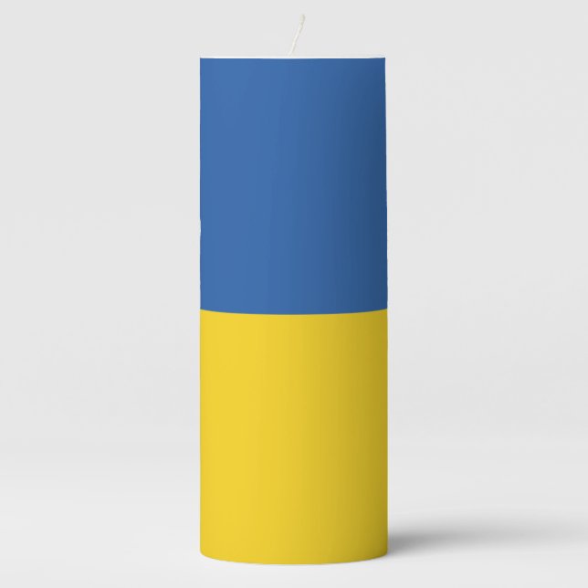 Flag of Ukraine Button Pillar Candle (Front)