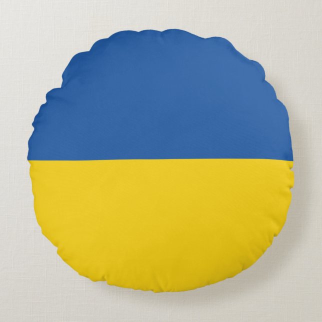Flag of Ukraine Button Round Pillow (Front)