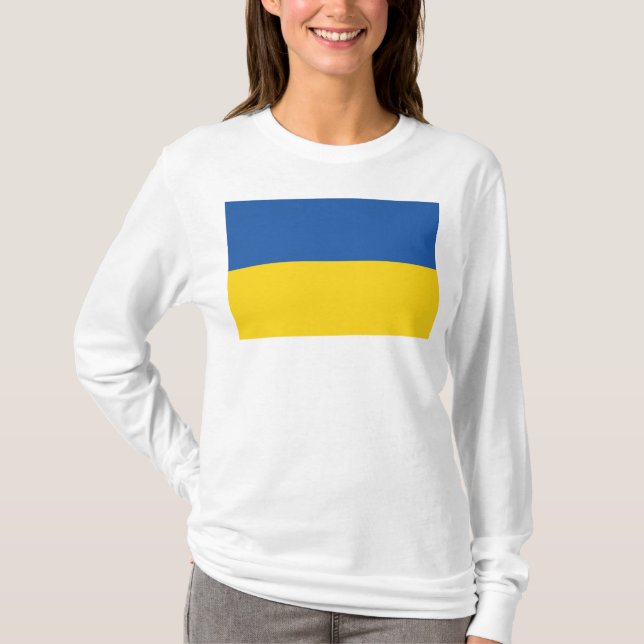Flag of Ukraine Button T-Shirt (Front)
