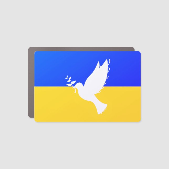 Flag of Ukraine Car Magnet Dove of Peace Freedom (Front)