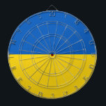 Flag of Ukraine Dart Board<br><div class="desc">Flag of Ukraine: The colors are associated with the Ukrainian landscape, the horizontal blue and yellow strips symbolize the blue sky on the wheat fields.</div>