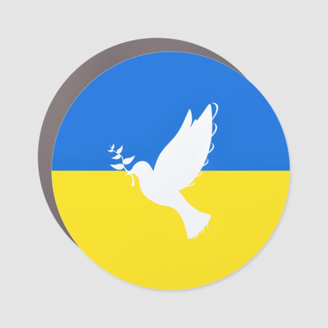 Flag of Ukraine Dove of Peace Car Magnet - Freedom (Front)
