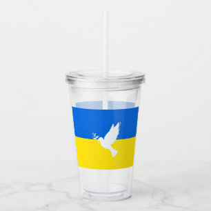 Flag of Ukraine - Dove of Peace - Freedom - Peace Acrylic Tumbler