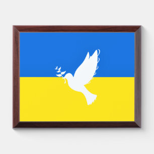 Flag of Ukraine - Dove of Peace - Freedom - Peace Award Plaque