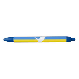 Flag of Ukraine - Dove of Peace - Freedom - Peace  Blue Ink Pen