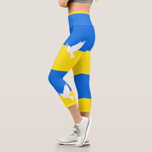 Flag of Ukraine _ Dove of Peace _ Freedom _ Peace  Capri Leggings