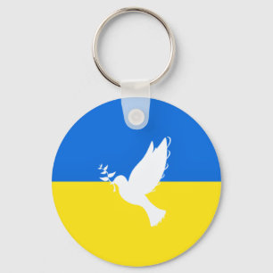 Flag of Ukraine - Dove of Peace - Freedom - Peace Keychain