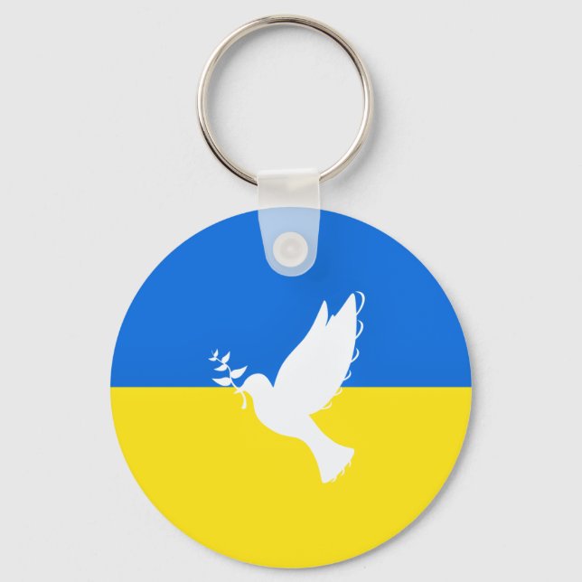 Flag of Ukraine - Dove of Peace - Freedom - Peace  Keychain (Front)