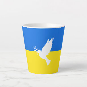 Flag of Ukraine - Dove of Peace - Freedom - Peace Latte Mug