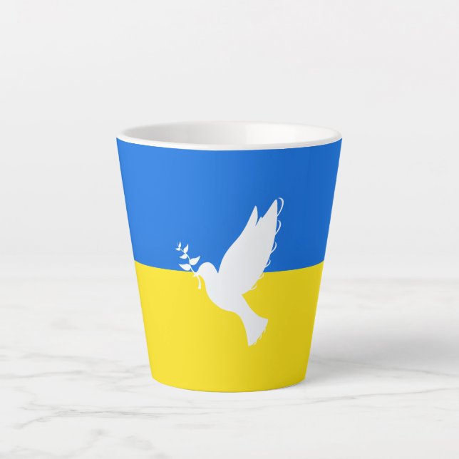 Flag of Ukraine - Dove of Peace - Freedom - Peace  Latte Mug (Front)