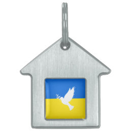 Flag of Ukraine - Dove of Peace - Freedom - Peace  Pet ID Tag