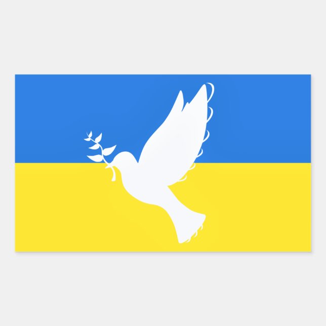 Flag of Ukraine - Dove of Peace - Freedom - Peace  Rectangular Sticker (Front)
