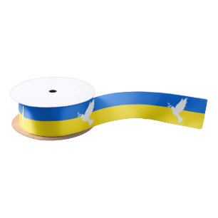 Flag of Ukraine - Dove of Peace - Freedom - Peace Satin Ribbon