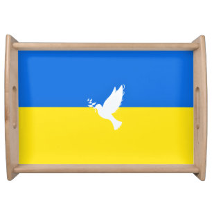 Flag of Ukraine - Dove of Peace - Freedom - Peace Serving Tray