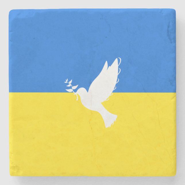 Flag of Ukraine - Dove of Peace - Freedom - Peace  Stone Coaster (Front)