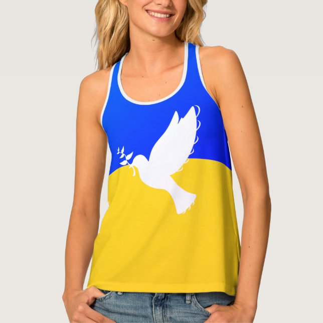 Flag of Ukraine - Dove of Peace - Freedom - Peace  Tank Top (Front)